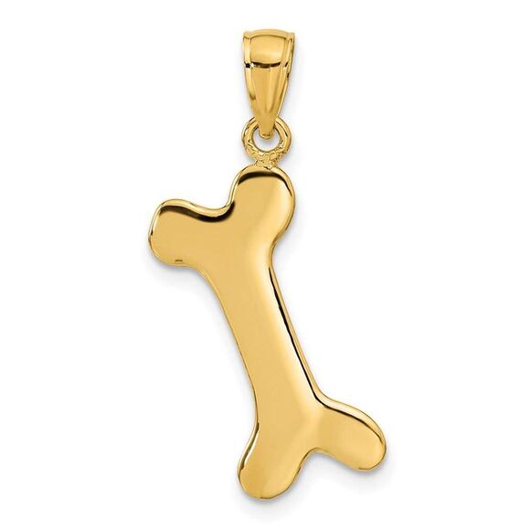 10K Yellow Gold 3-D Dog Bone Pendant